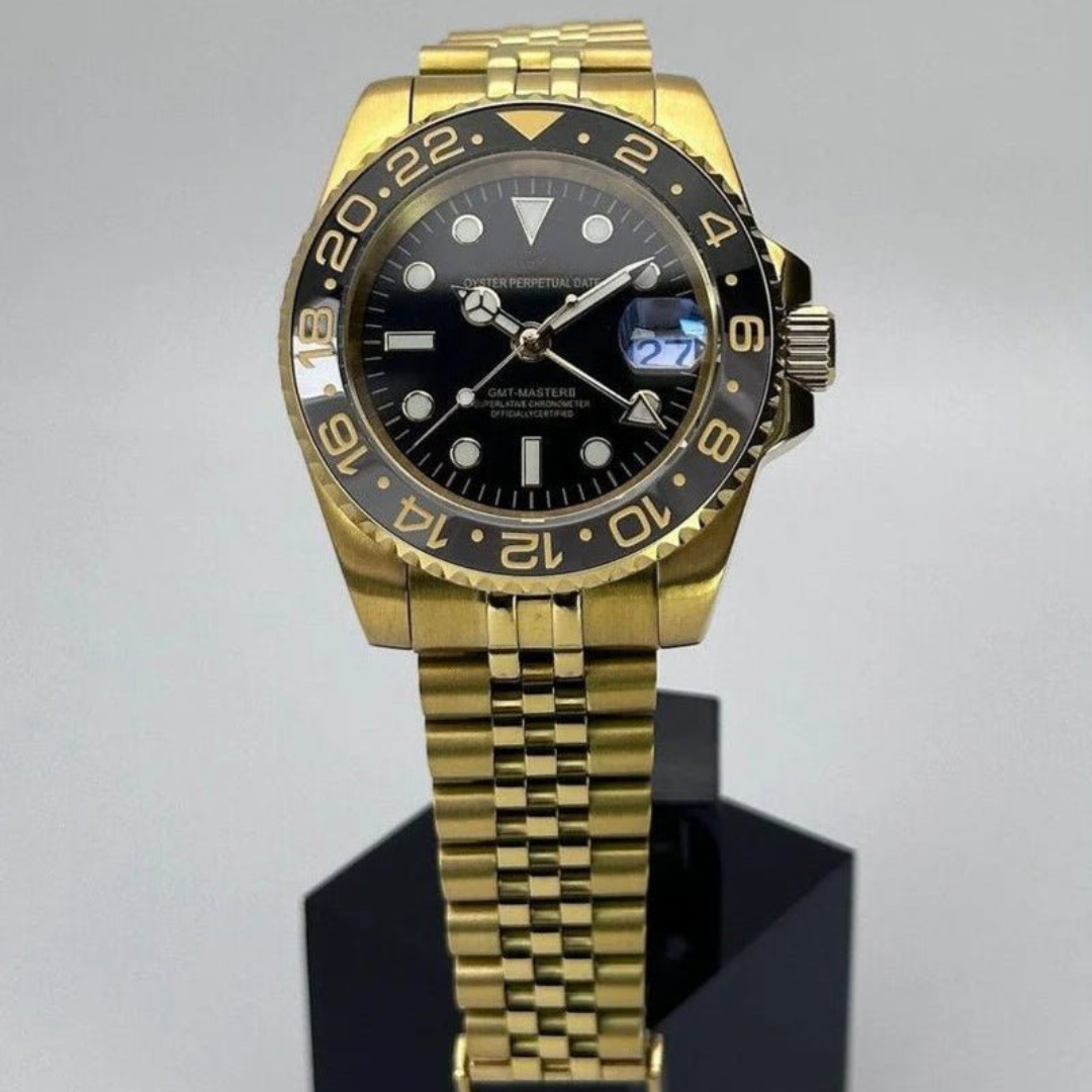 WATCH MOD GMTEIKO | GOLD AND BLACK | JUBILEE STRAP